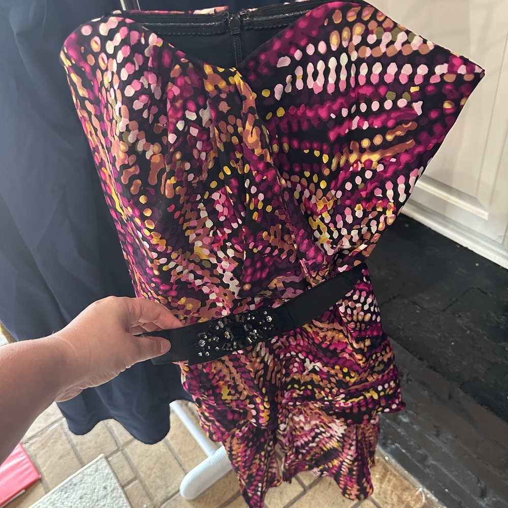 Strapless dress with jeweled belt